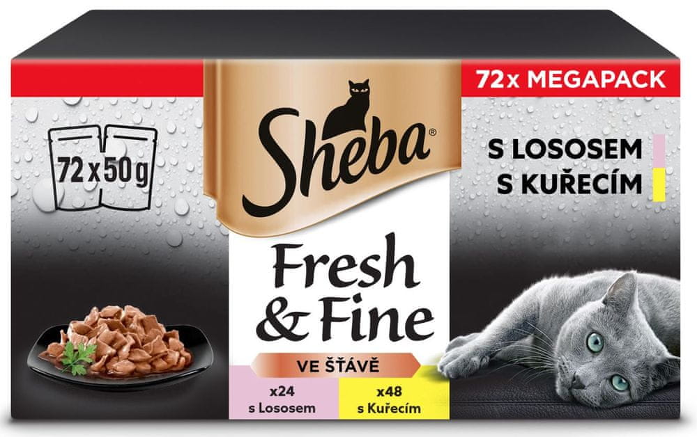 Sheba Fresh & Fine kapsičky pre mačky mixovaný výber v šťave 72x50 g